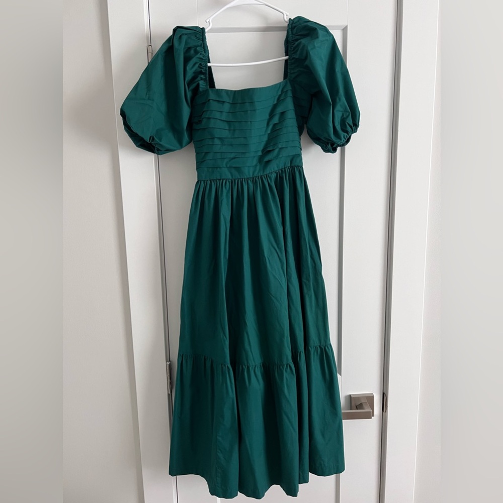Abercrombie & Fitch Teal Puff Sleeve Midi Dress